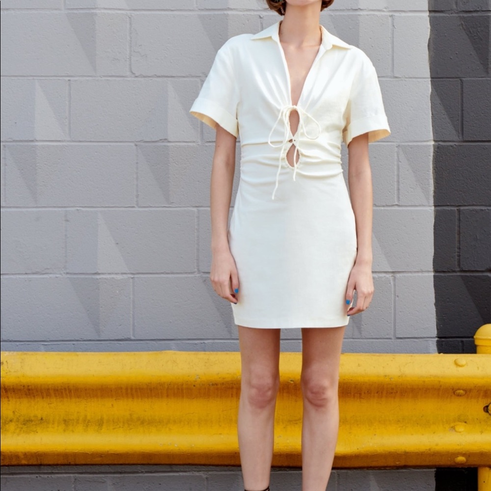 ZARA STRETCH LINEN BLEND DRESS